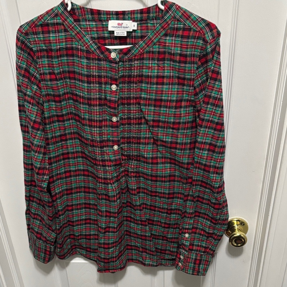 Vineyard Vines Red and Green Plaid Button Down Shirt